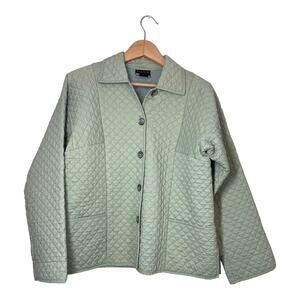 Sigrid Olsen Sport Light Green Quilted Blazer Jacket Small Petite Lightweight